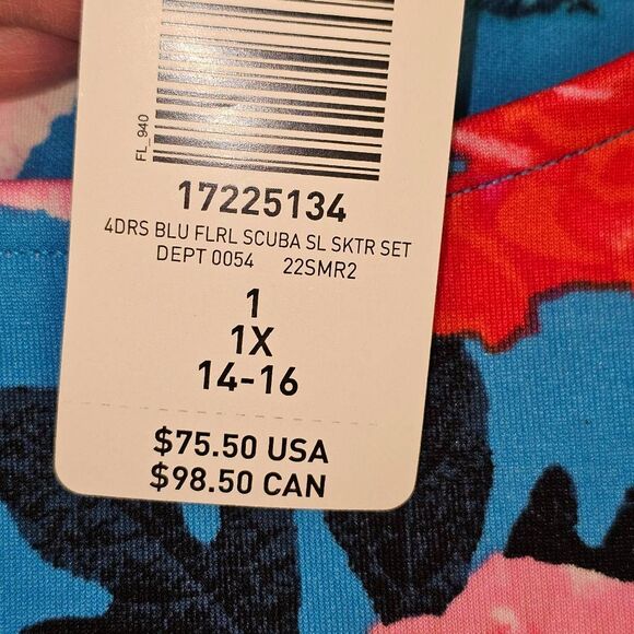 NWT Torrid Womens Blue Floral Mini Scuba Skater Skirt Set 1X - Picture 6 of 6